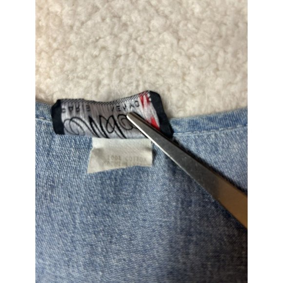 Vintage Farmhouse Cottage Core Modest Denim Maxi Dress Embroidered Vest LARGE - Picture 4 of 8